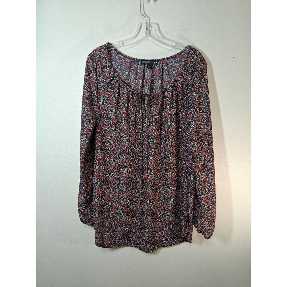 Living Doll Blouse Business Casual Boho Floral Granny Office Size XL